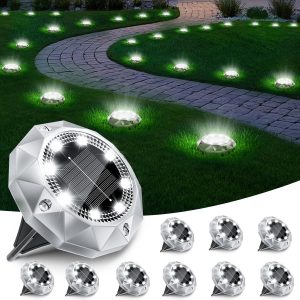 10 x Solar Garden Lights, 8 LED Buried Spotlights Outdoor LED IP65