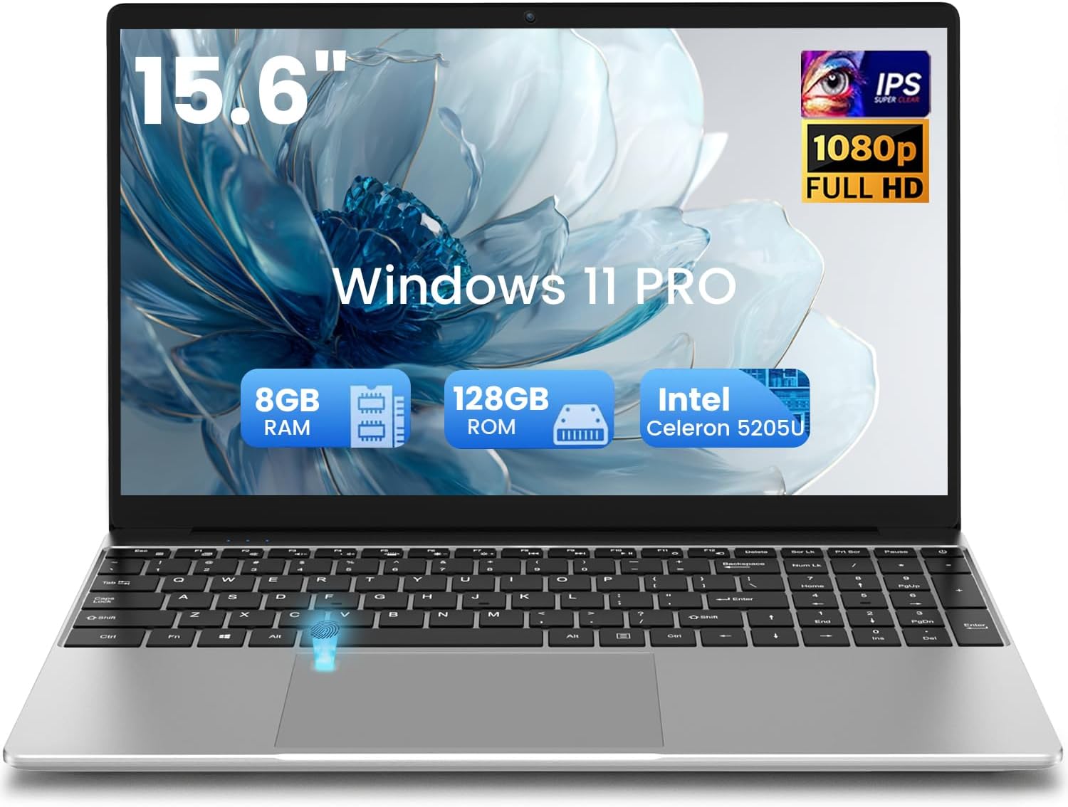 2026 Laptop PC 15.6 Inch Win11 Pro Celeron 5205U Laptop 8GB RAM 128GB