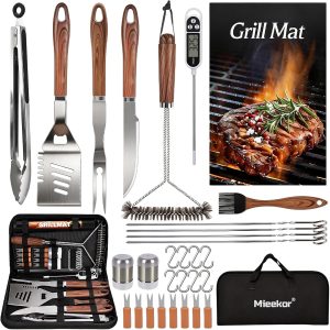 31 Pezzi Set Accessori Barbecue Professionale,Kit Barbecue con Borsa