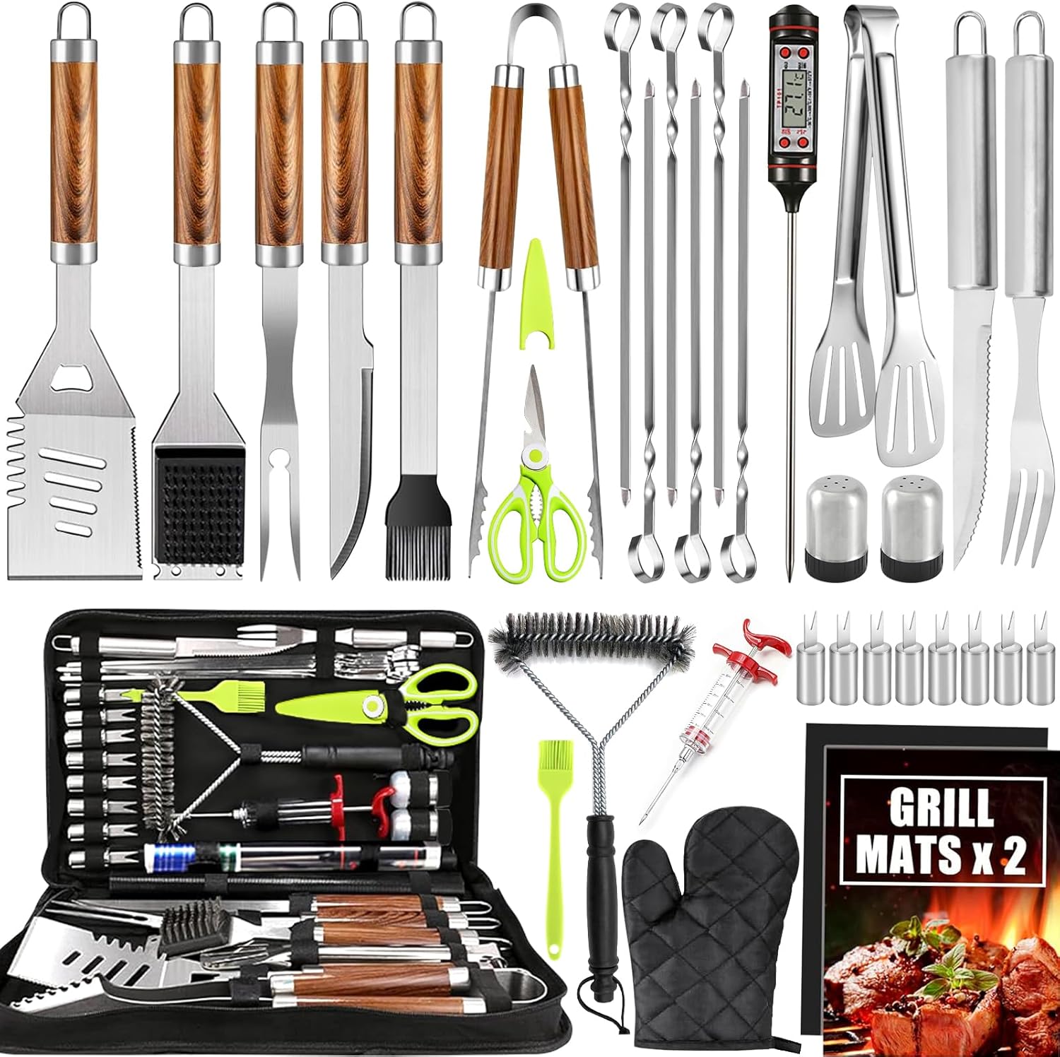 34 Pieces Barbecue Set Stainless Steel Barbecue Utensils Accessories