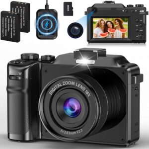 4K Camera, 64MP 18X Digital Camera, 3 Inch Compact Digital Vlogging