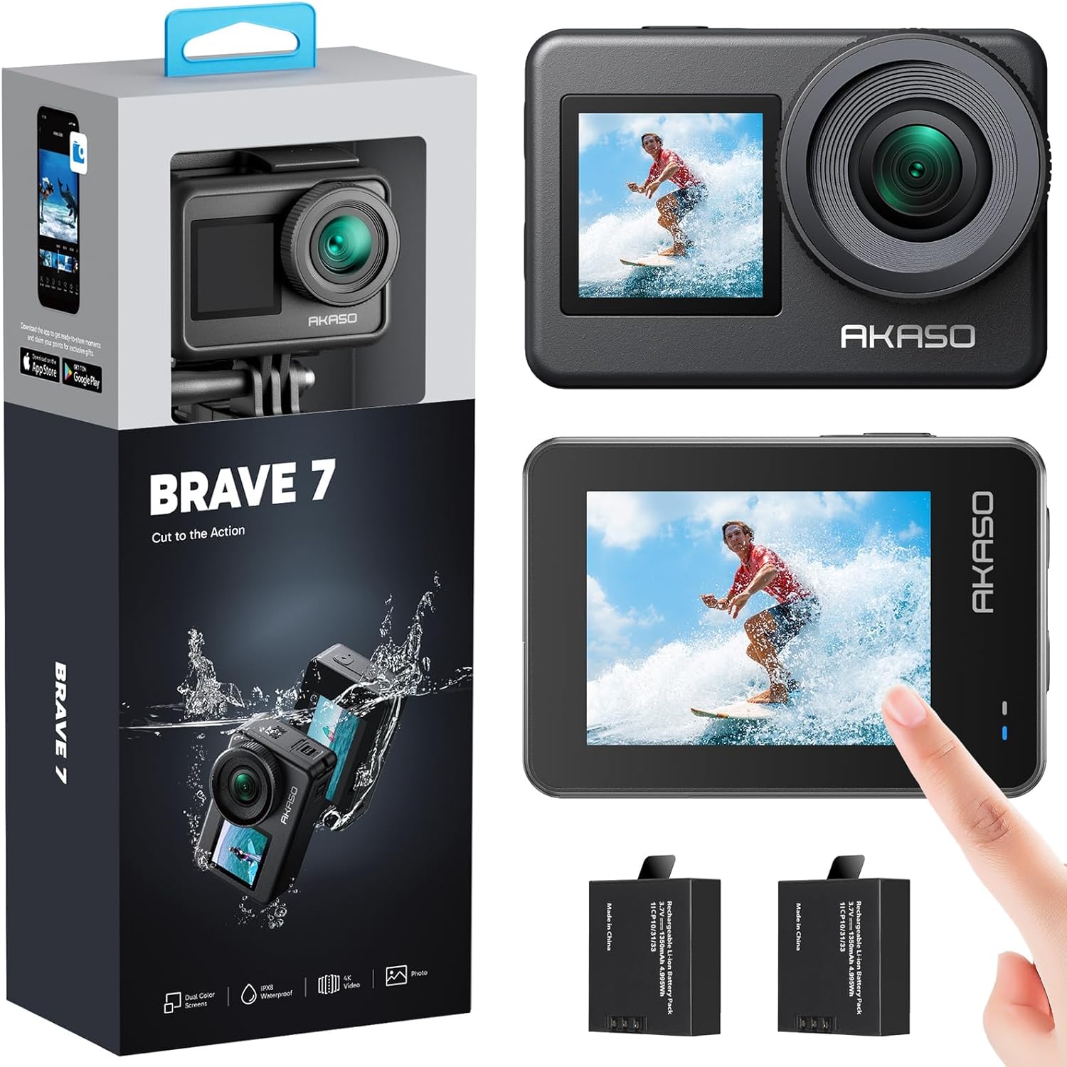 AKASO Brave 7 Action Cam 4K 30FPS 20MP, IPX8 Fotocamera Subacquea