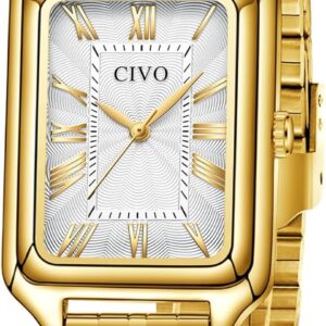 CIVO Vintage Women's Rectangular Watch: Analogue Waterproof Wrist