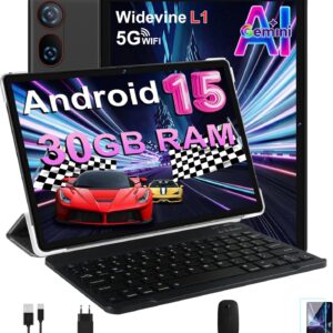 DMOAO Tablet 10 Pollici Android 15 con 30 GB RAM + 2TB ROM Espansione,