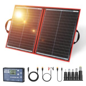 DOKIO 100W Portable Solar Panel (2.4 kg, 48 x 66 x 1.2 cm) Mobile and