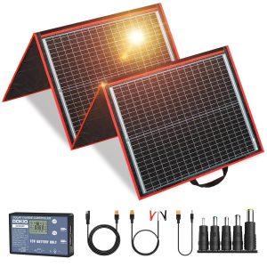 DOKIO 160W Monocrystalline Portable Foldable Solar Panel Kit Plug and