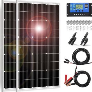 DOKIO 2PC Solar Panel 100W 12V Monocrystalline Photovoltaic System