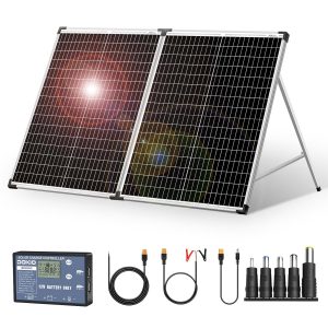 DOKIO Portable Folding Solar Panels 100 Watt with Regulator Perfect