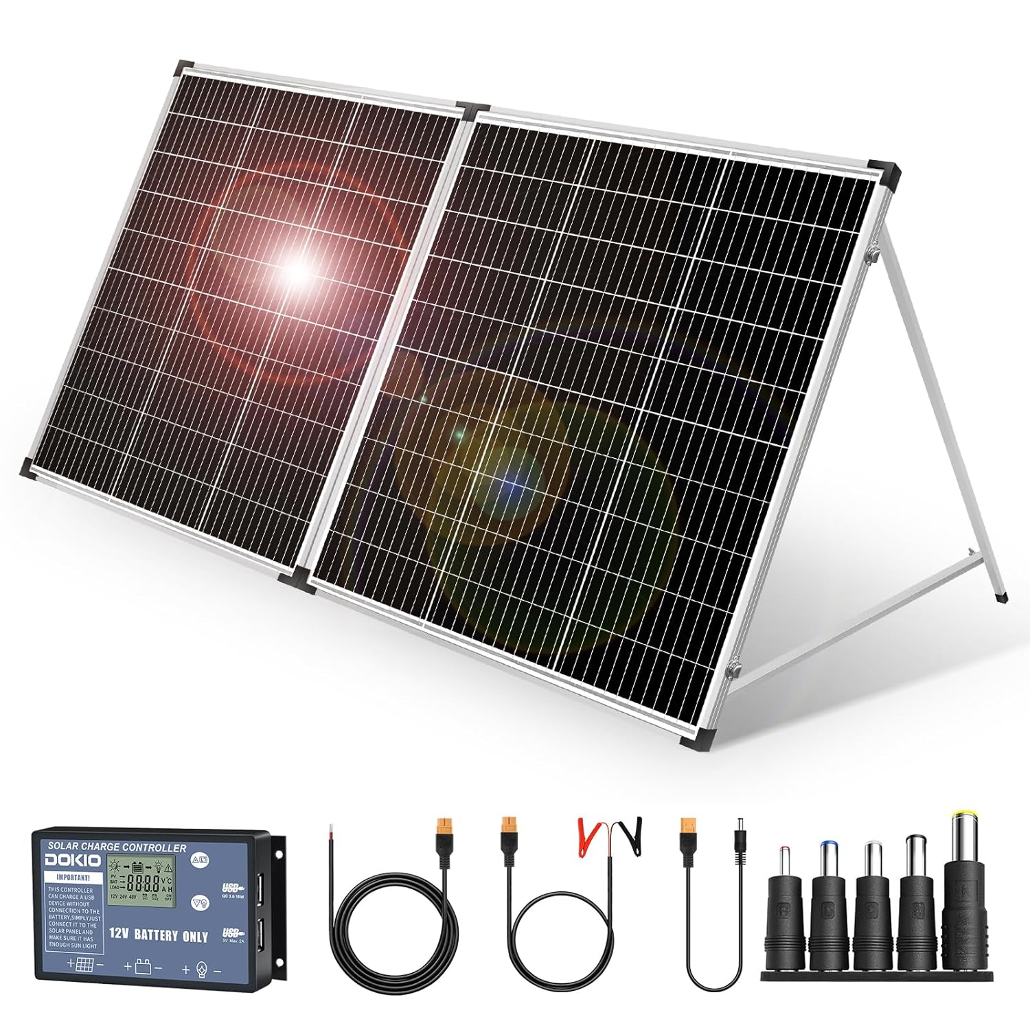 DOKIO Portable Solar Panel 200W Monocrystalline with 20A Controller