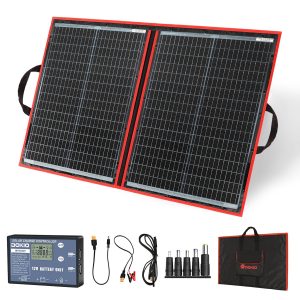 DOKIO Portable Solar Panel Kit 100W Monocrystalline Foldable Plug and