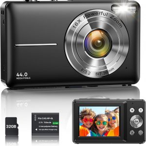 Digital Camera 1080P 44MP Vlogging Camera for Kids Boys FHD Compact