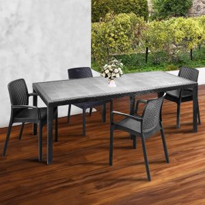 Dmora - Manarola Outdoor Lounge Set, Extendable Outdoor Shelf with 4