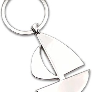 Elegant Chrome Sailing Boat Keyring 8.5 cm Nautical Accessory for Sea