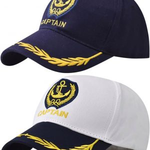 Embroidered Captain Hat with Anchor Adjustable Baseball Cap for