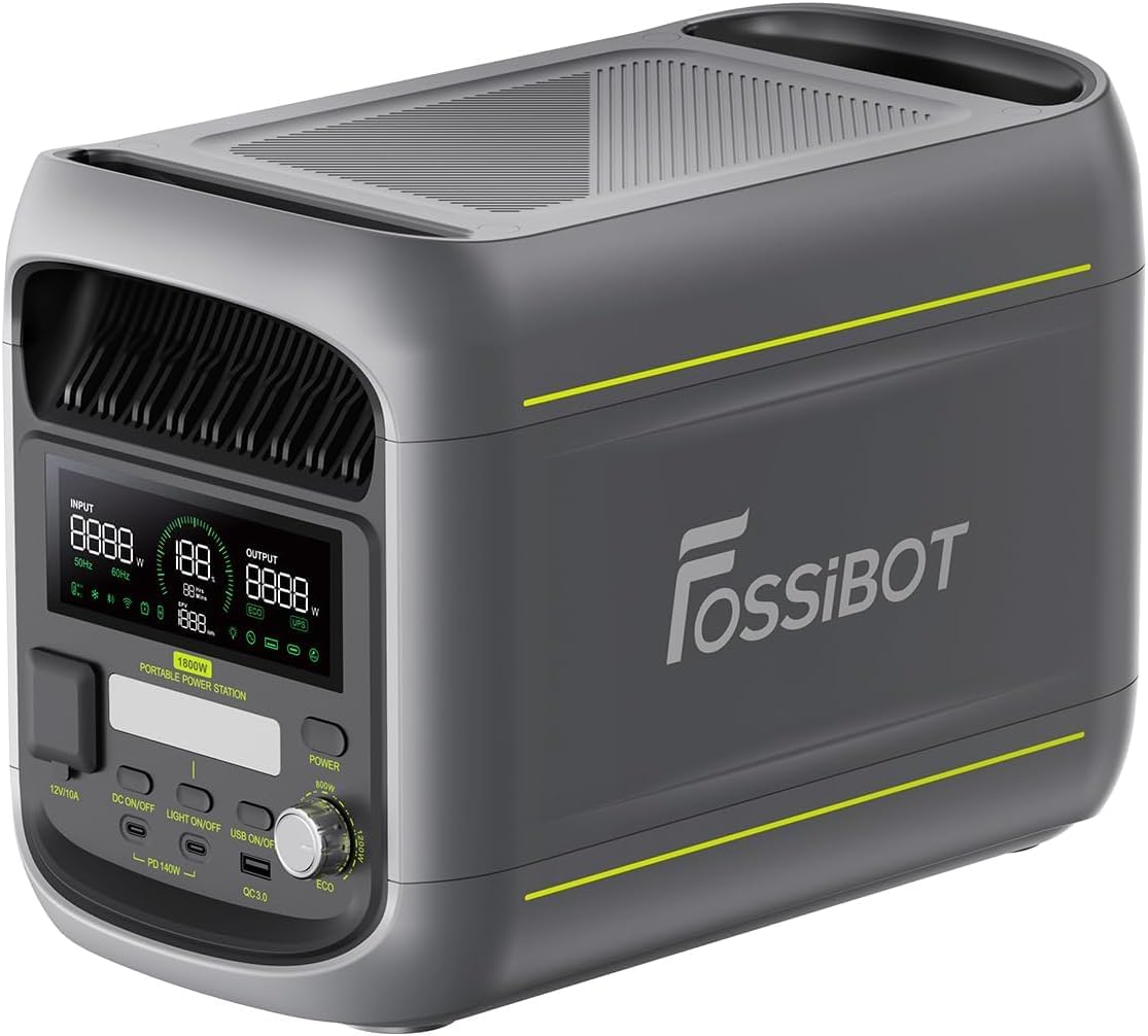 FOSSiBOT F1800 Portable Power Station 1800W, 1024Wh LiFePO4 Solar