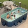 Folding Swimming Pool, Hard Plastic Shell Non-Inflatable Portable