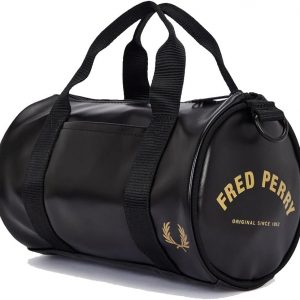 Fred Perry Tonal Classic Mini Barrel Bag, Black, One Size, Casual