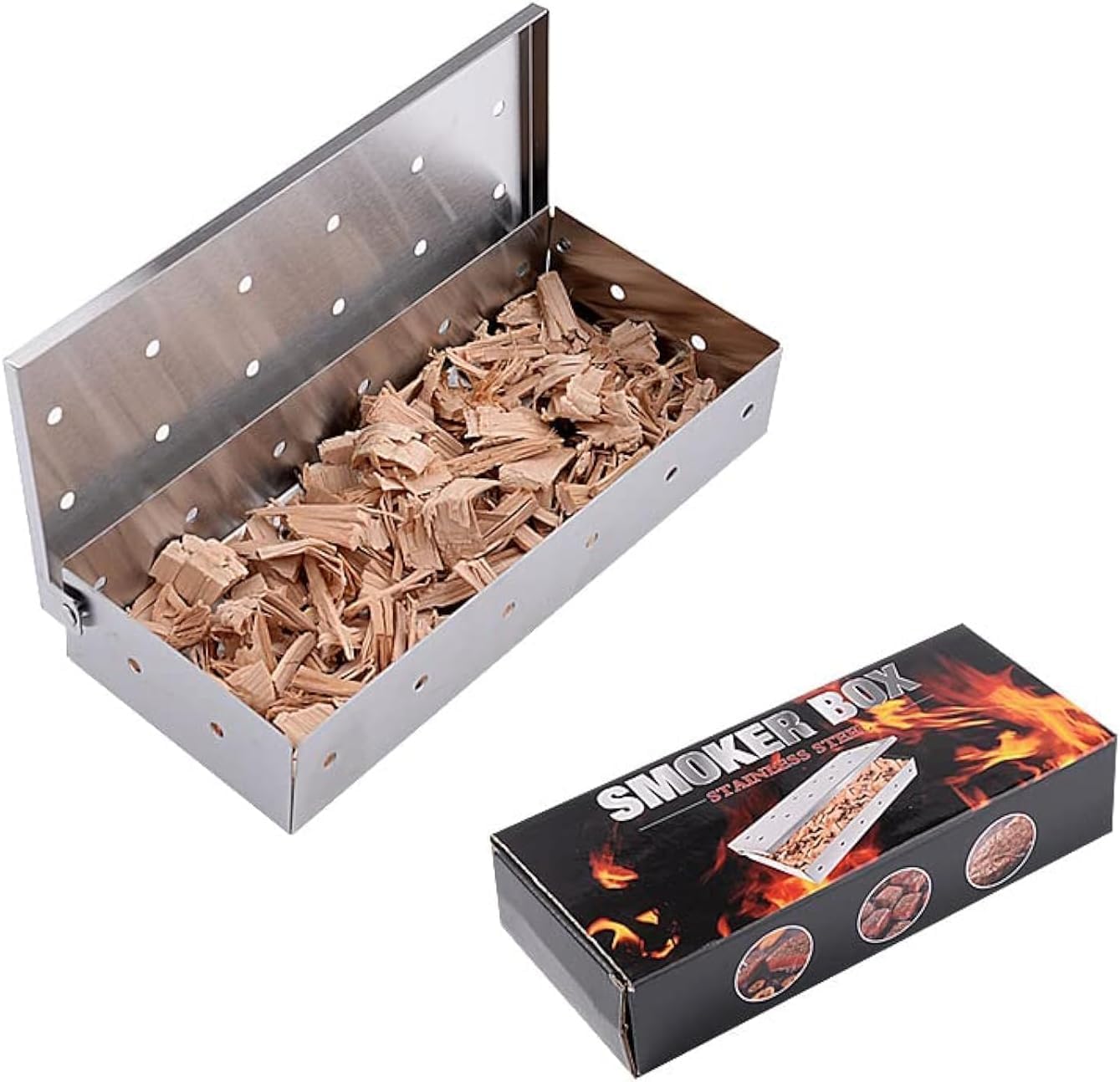 Gas BBQ Smoker Box Stainless Steel Smoker Box for Smoker Charcoal Gas