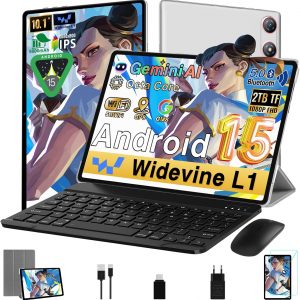 Gemini AI Tablet 10 Inch Android 15, 64GB ROM + 2TB TF,