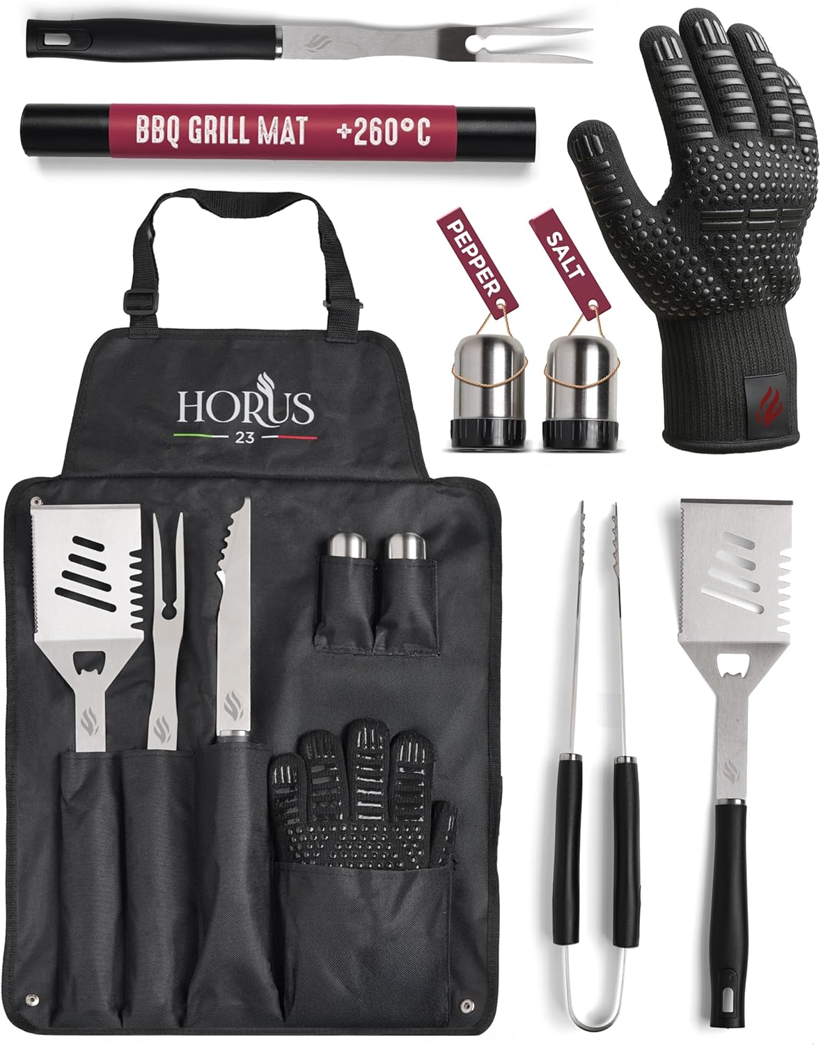 HORUS 23® - Barbecue Set with Fireproof Glove, Grill Mat and Oxford