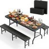 JUMMICO 3 Garden Table and Outdoor Chairs Set Folding Beer Bar (Table
