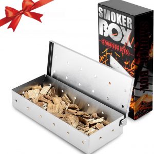 Joyeee Stainless Steel BBQ Aroma Box Smoker Box for Gas Barbecues,