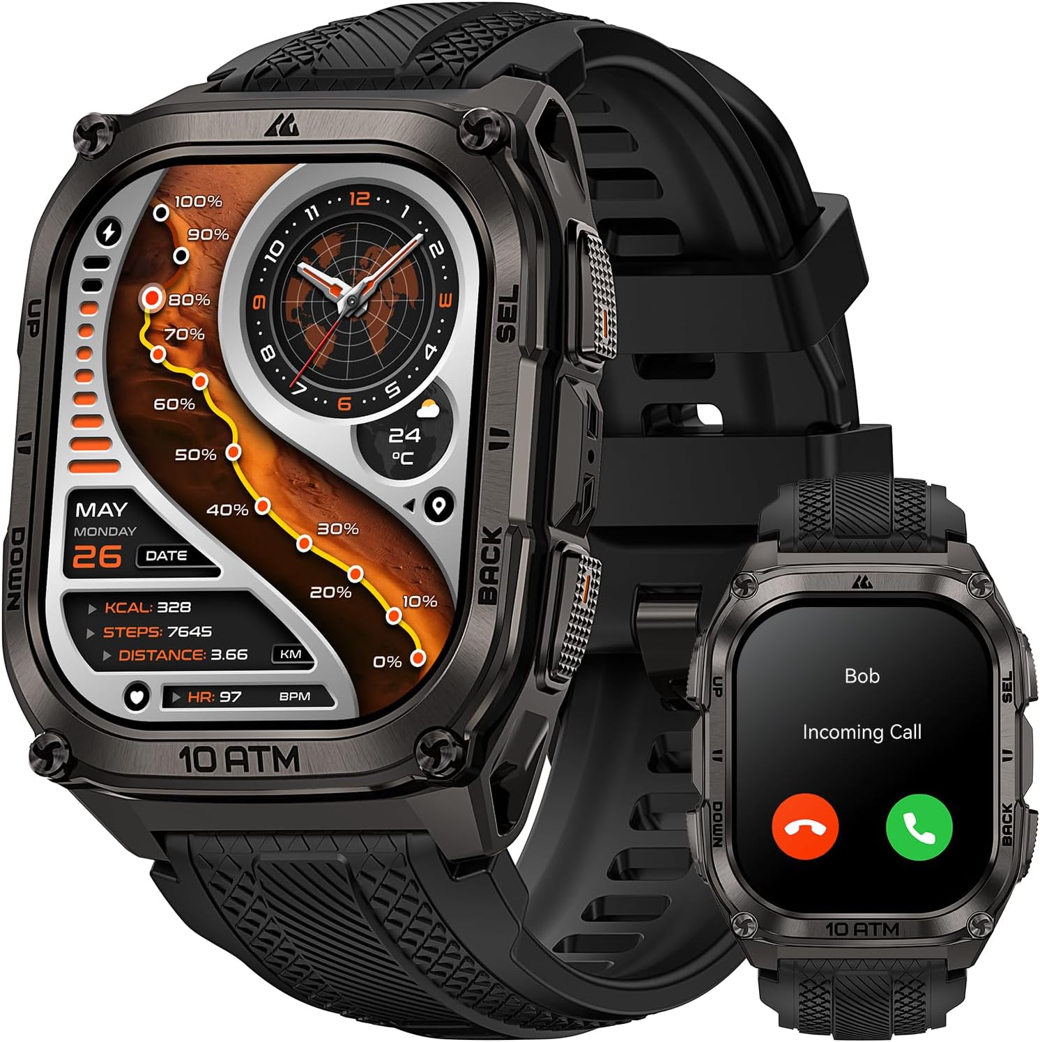 KOSPET Tank M4 Men's Smartwatch, Complete Stainless Steel, GPS with 6