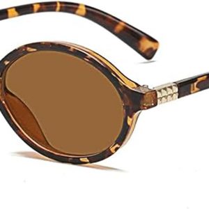 LJCZKA Aesthetic Women's Fashion Design Oval Sunglasses Small Round