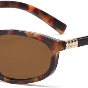 LJCZKA Retro Oval Sunglasses for Women Men Small Rectangular