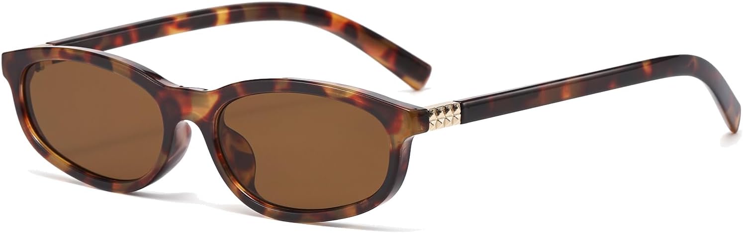 LJCZKA Retro Oval Sunglasses for Women Men Small Rectangular