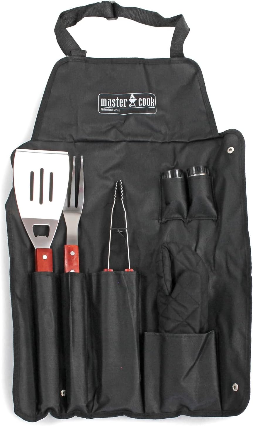 MasterCook Professional Steel Barbecue Accessories Kit with Apron, BBQ