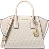Michael Kors Avril Small Logo Leather Handbag Light Cream Multicolor,