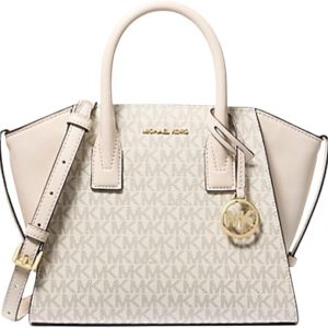 Michael Kors Avril Small Logo Leather Handbag Light Cream Multicolor,