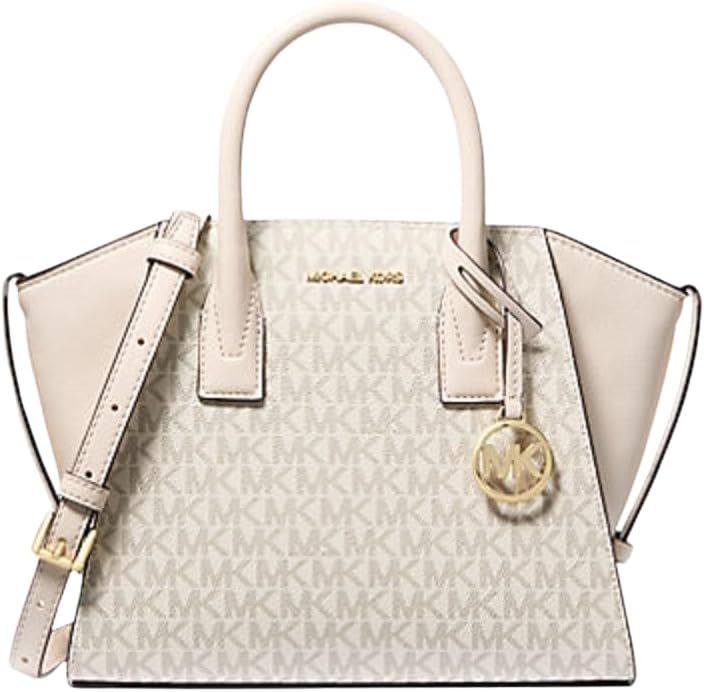 Michael Kors Avril Small Logo Leather Handbag Light Cream Multicolor,