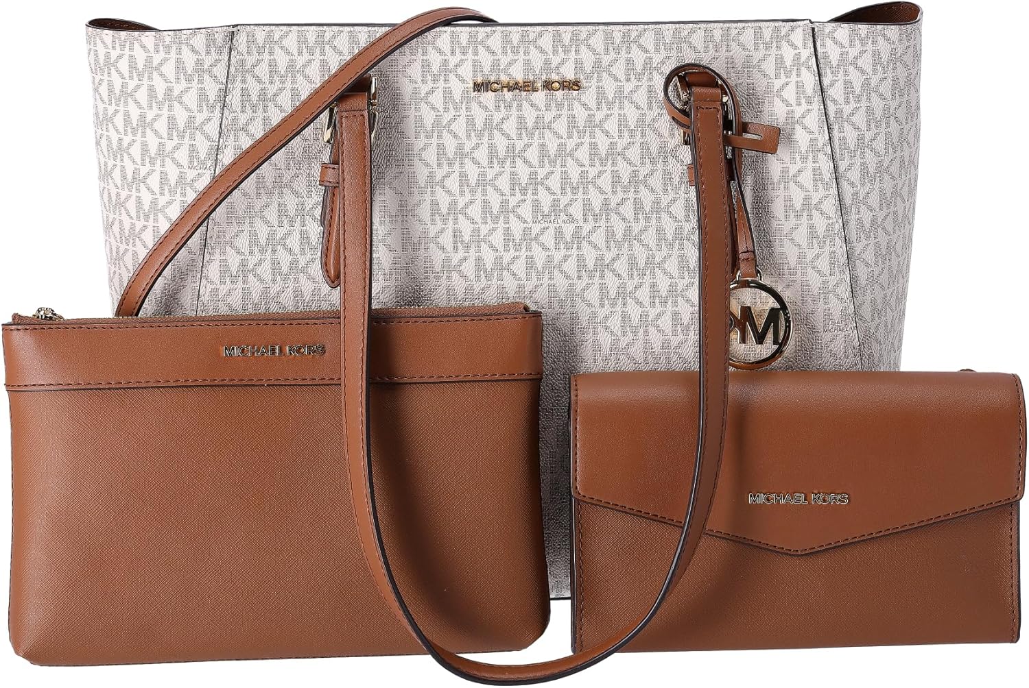 Michael Kors Charlotte Large 3-in-1 Tote Crossbody Leather Handbag