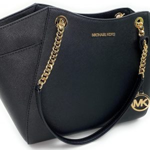 Michael Kors Jet Set Travel Large Chain Shoulder Tote Black 35T5GTVT3L