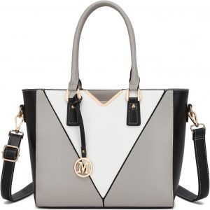 Miss Lulu Large Women's Tote Bag, Medium Designer PU Leather V-Shaped