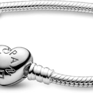 PANDORA ICONS Silver Snake Chain Bracelet with Heart Clasp