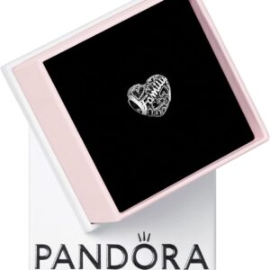 PANDORA - Safety Chain and Heart Charm with Family Word