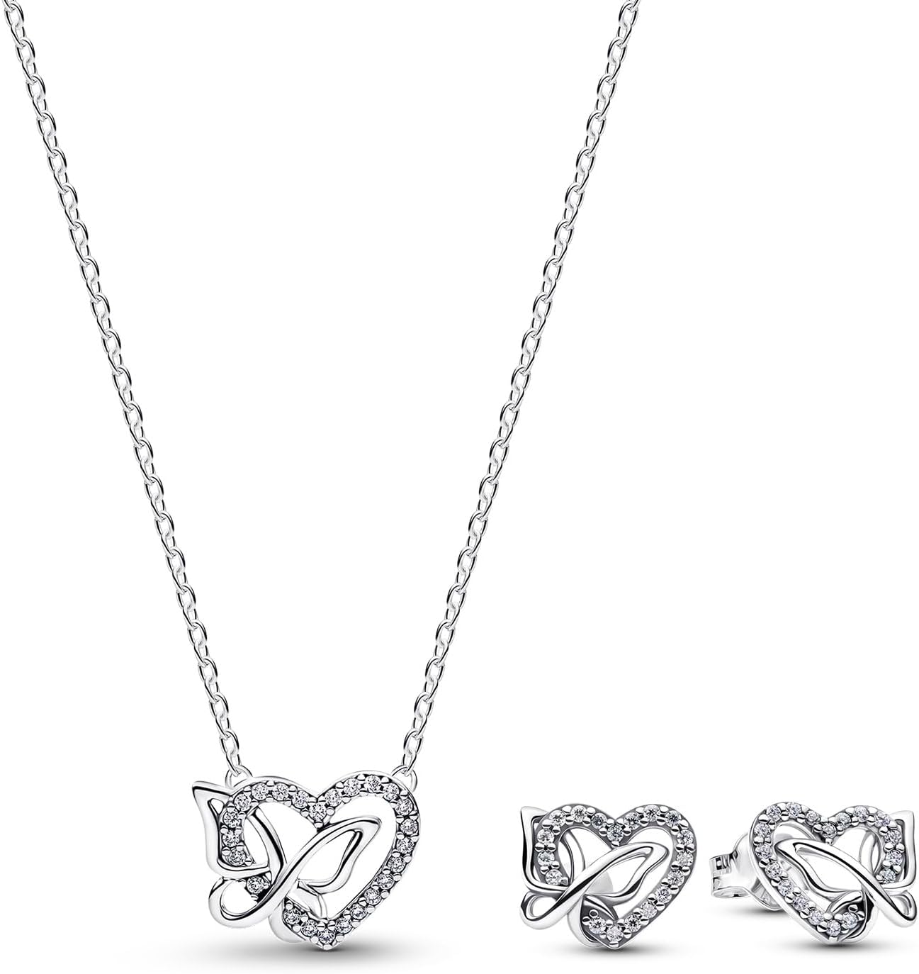 PANDORA Set di gioielli composto da collana e orecchini, cuore e
