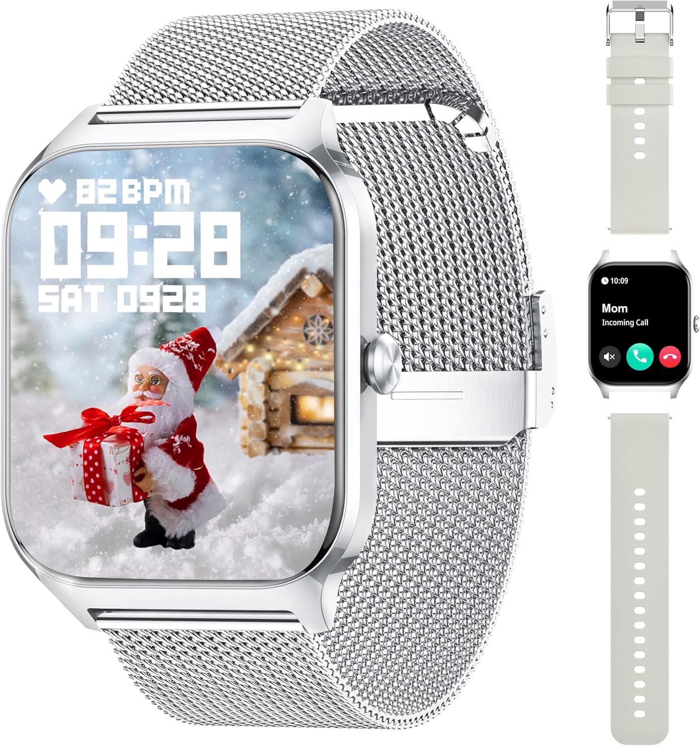 Popglory Men's Women's Smartwatch, 1.85 Inches Watch Calls, AI