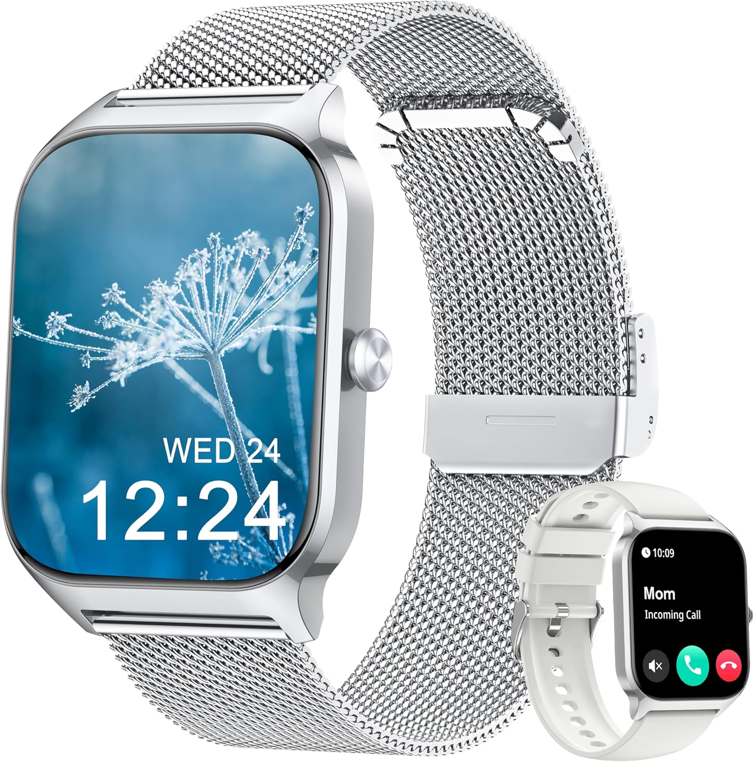 Popglory Smartwatch Uomo Donna Chiamate, 1.85" Orologio Salute con