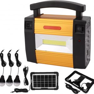 Portable Generator with Solar Panel and LED Lights - Power Station for