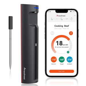 Pro Meat Thermometer with WiFi and Bluetooth, App Monitoring with