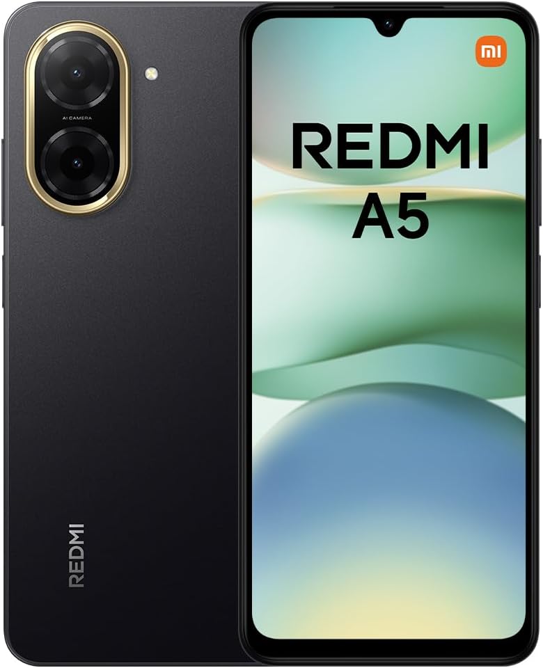 Redmi A5 Smartphone, 4+128GB, Black, Dual Camera with AI 32MP, Large