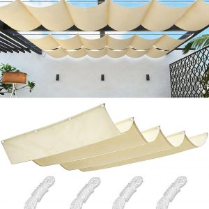 Retractable Wave Sun Shade Sail Waterproof Sun Shade Sail Garden UV