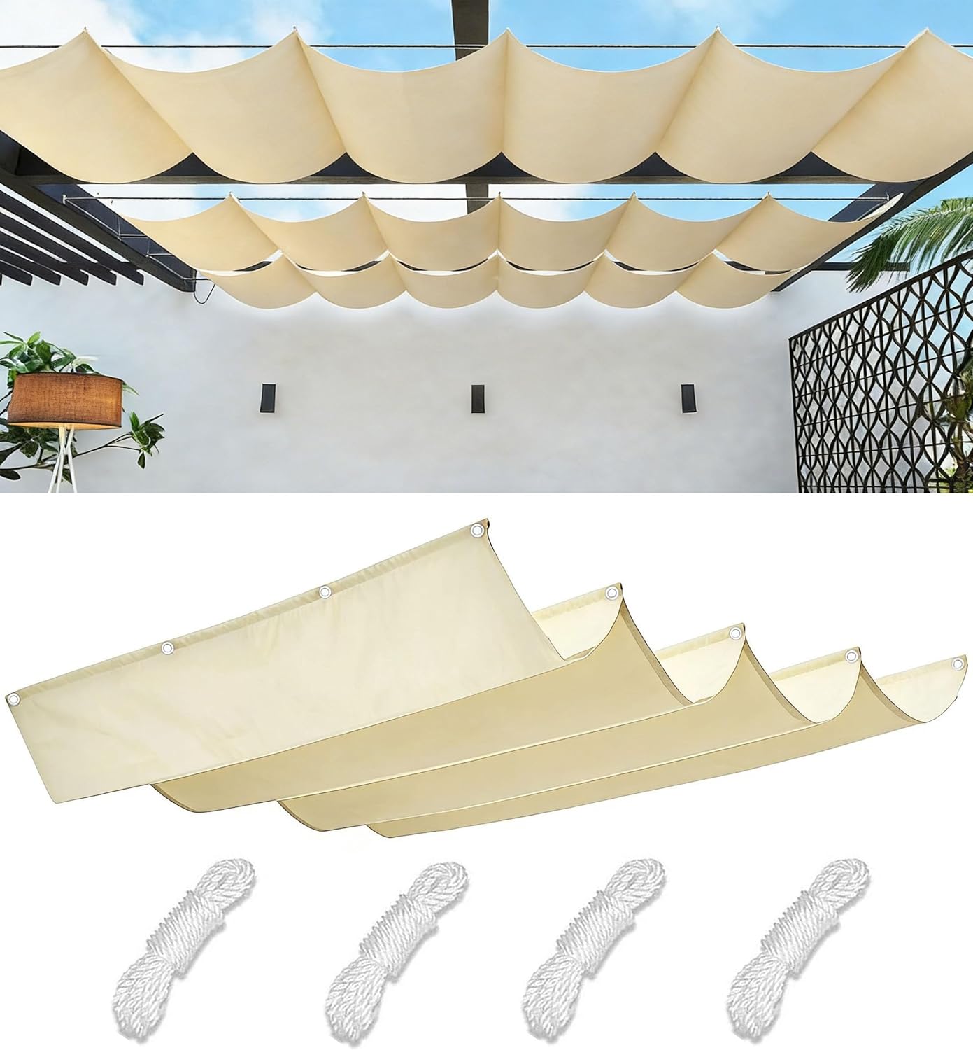 Retractable Wave Sun Shade Sail Waterproof Sun Shade Sail Garden UV