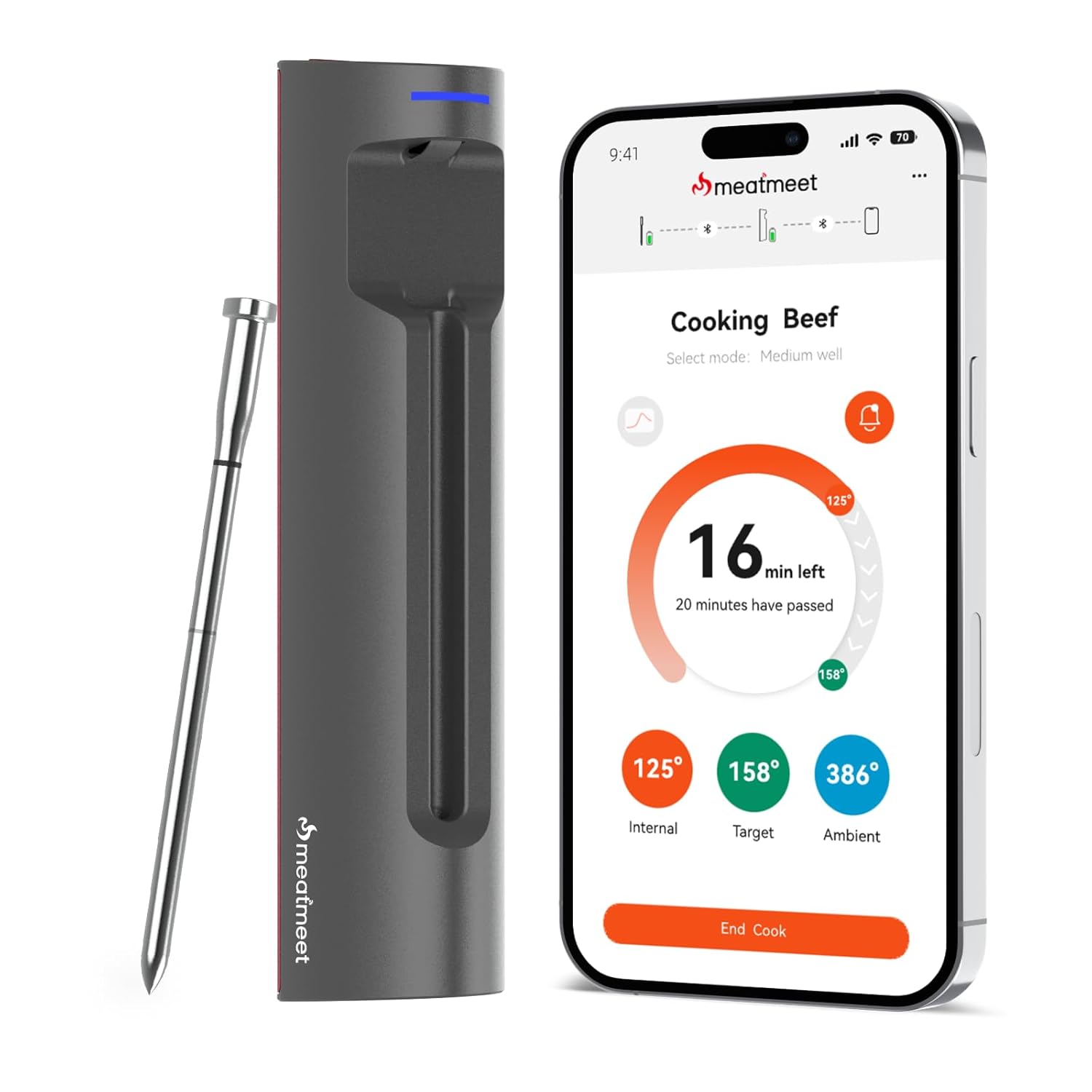 S Pro Bluetooth Meat Thermometer, 6 Temperature Sensors Work
