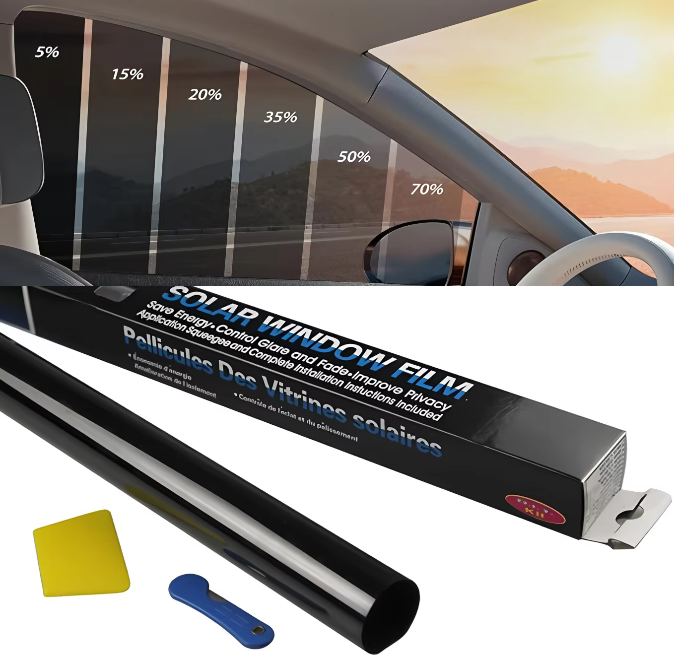 Car Window Tint Film Polarized Car Glass Film Car Dark Glass Sticker