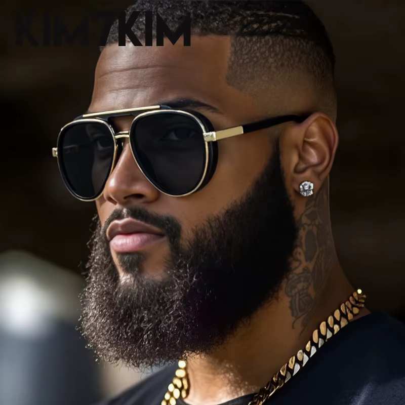 Polarized Steampunk Oversized Oval Sunglasses Men 2026 Luxury Brand